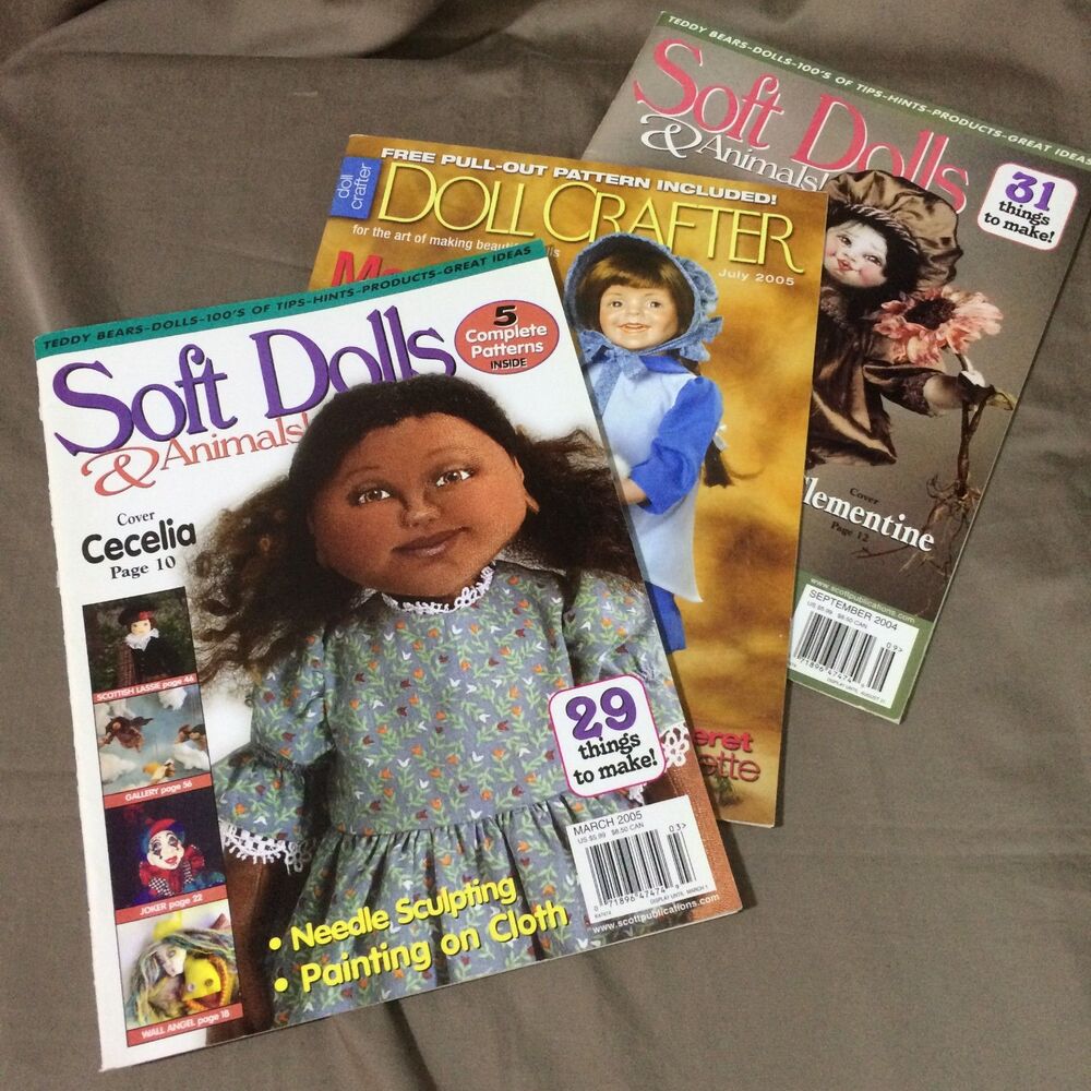 Soft Dolls and Doll Crafter Magazine Lot 3 Uncut Sewing Patterns 2004 2005